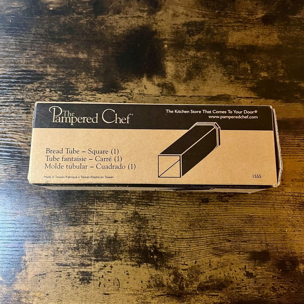 Vintage Pampered Chef Square Bread Tube #1555 Stainless Steel NIB